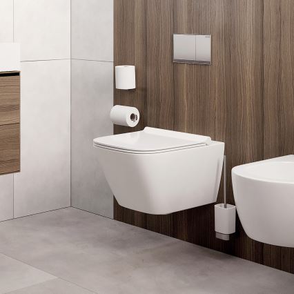 Perie de toaletă de perete și suport de hârtie igienică NIMCO NK set-94KN-26 NIKAU alb/crom lucios