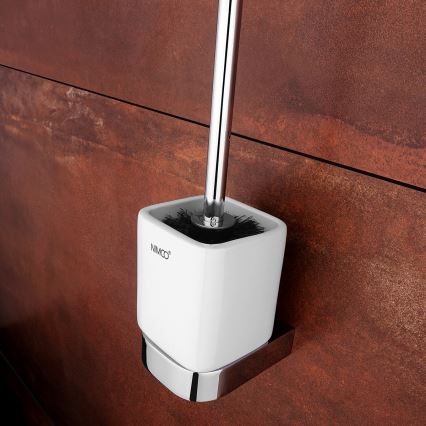 Perie de toaletă de perete și suport de hârtie igienică NIMCO NK set-94KN-26 NIKAU alb/crom lucios