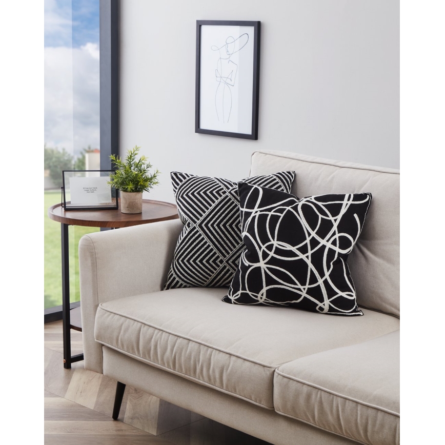 Pernă decorativă Eglo 45x45 cm alb/negru