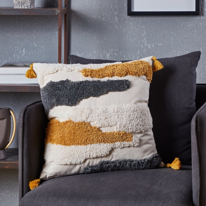 Pernă decorativă Eglo 45x45 cm galben/gri