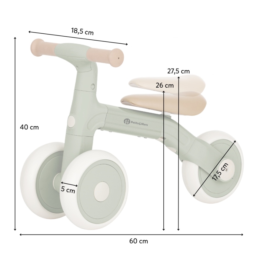 PETITE&MARS - Bicicletă fără pedale 3-în-1 BINGO Sage Leaf