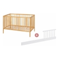 PETITE&MARS - Pătuț pentru bebeluși NELA BEECH 120x60 cm cu barieră de protecție, fag