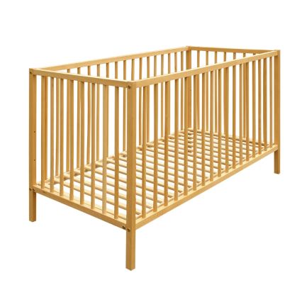PETITE&MARS - Pătuț pentru bebeluși NELA BEECH 120x60 cm cu barieră de protecție, fag