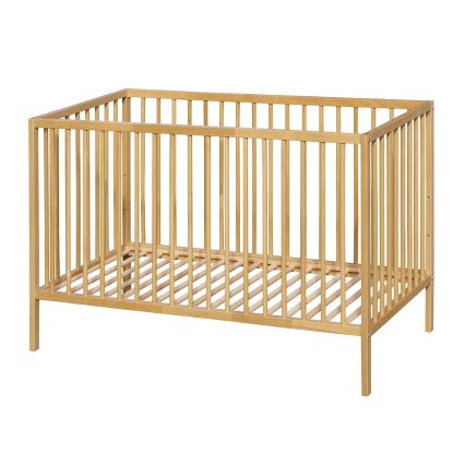 PETITE&MARS - Pătuț pentru bebeluși NELA BEECH 120x60 cm cu barieră de protecție, fag