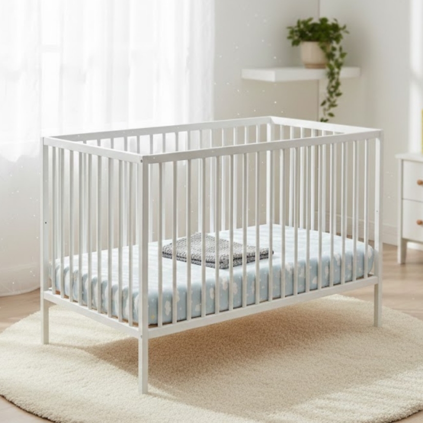 PETITE&MARS - Pătuț pentru copii NELA BEECH 120x60 cm alb/fag + barieră de protecție