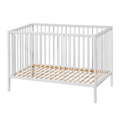PETITE&MARS - Pătuț pentru copii NELA BEECH 120x60 cm alb/fag + barieră de protecție