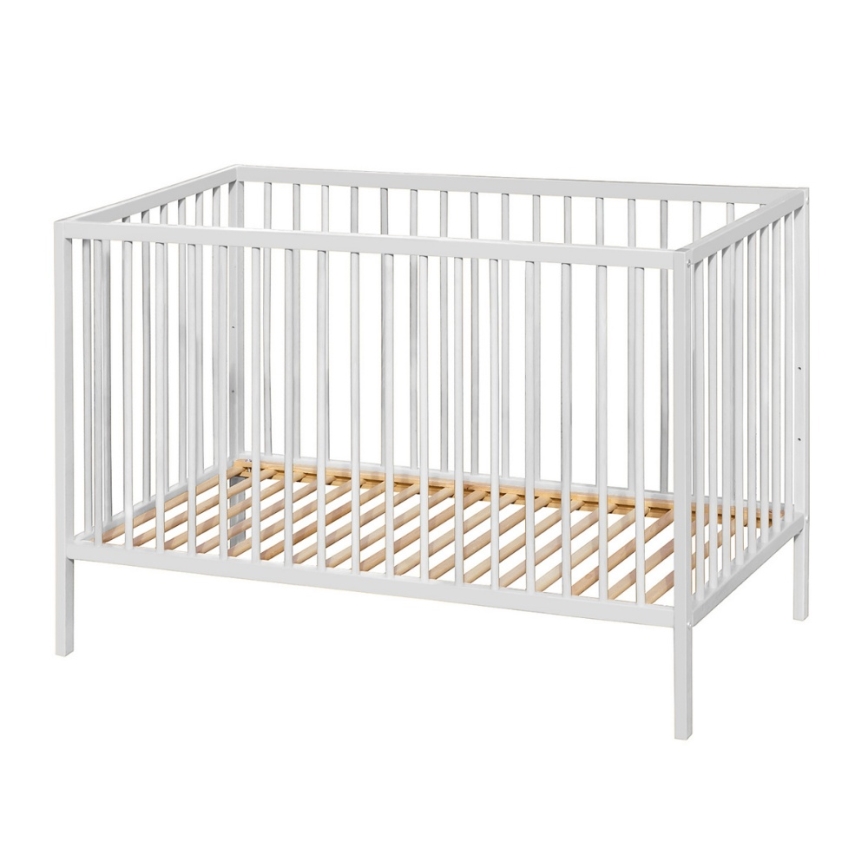 PETITE&MARS - Pătuț pentru copii NELA BEECH 120x60 cm alb/fag + barieră de protecție