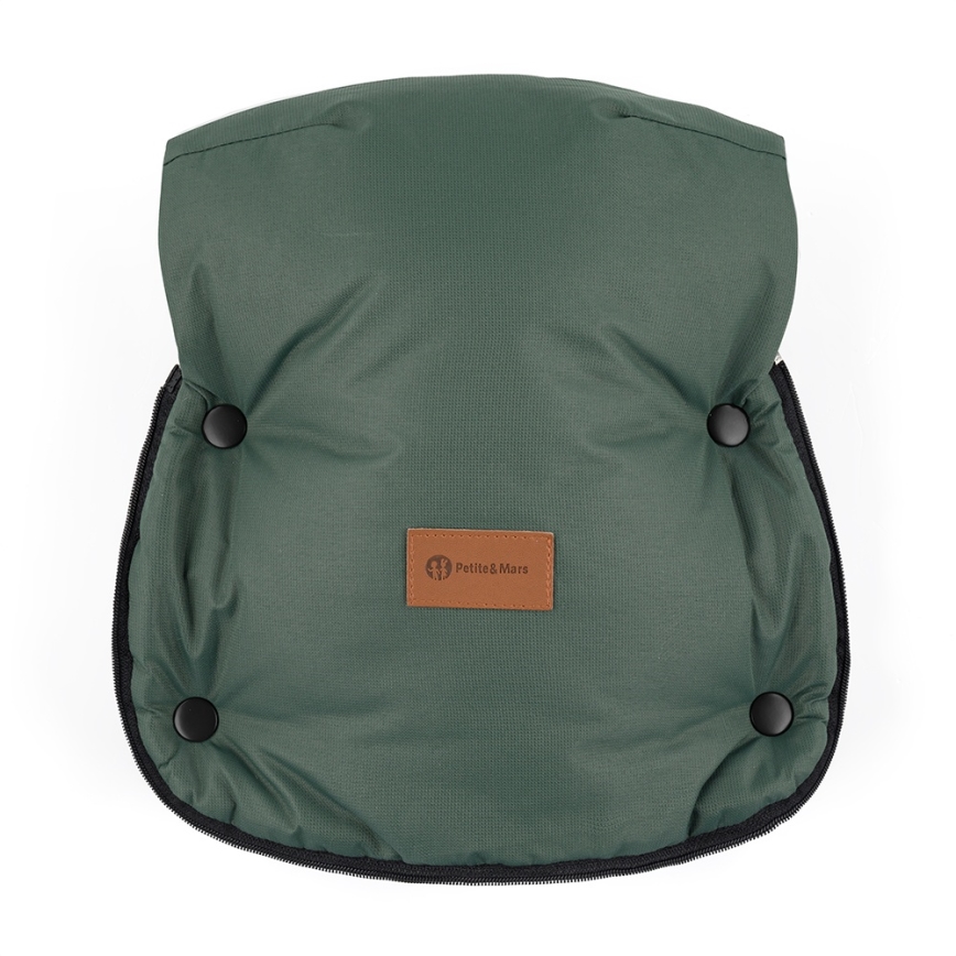 PETITE&MARS - Set sac 4 în 1 COMFY pentru copii + mănuși tip mufă pentru cărucior FURRY Khaki