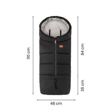 PETITE&MARS - Set sac de iarnă 3 în 1 pentru cărucior JIBOT + mănuși pentru mânerul căruciorului JASIE, gri deschis