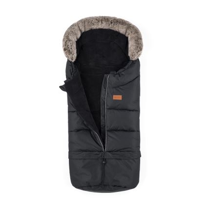 PETITE&MARS - SET Sac de dormit pentru copii 4în1 ARCTIC + mânuși pentru cărucior FURRY Forever Black