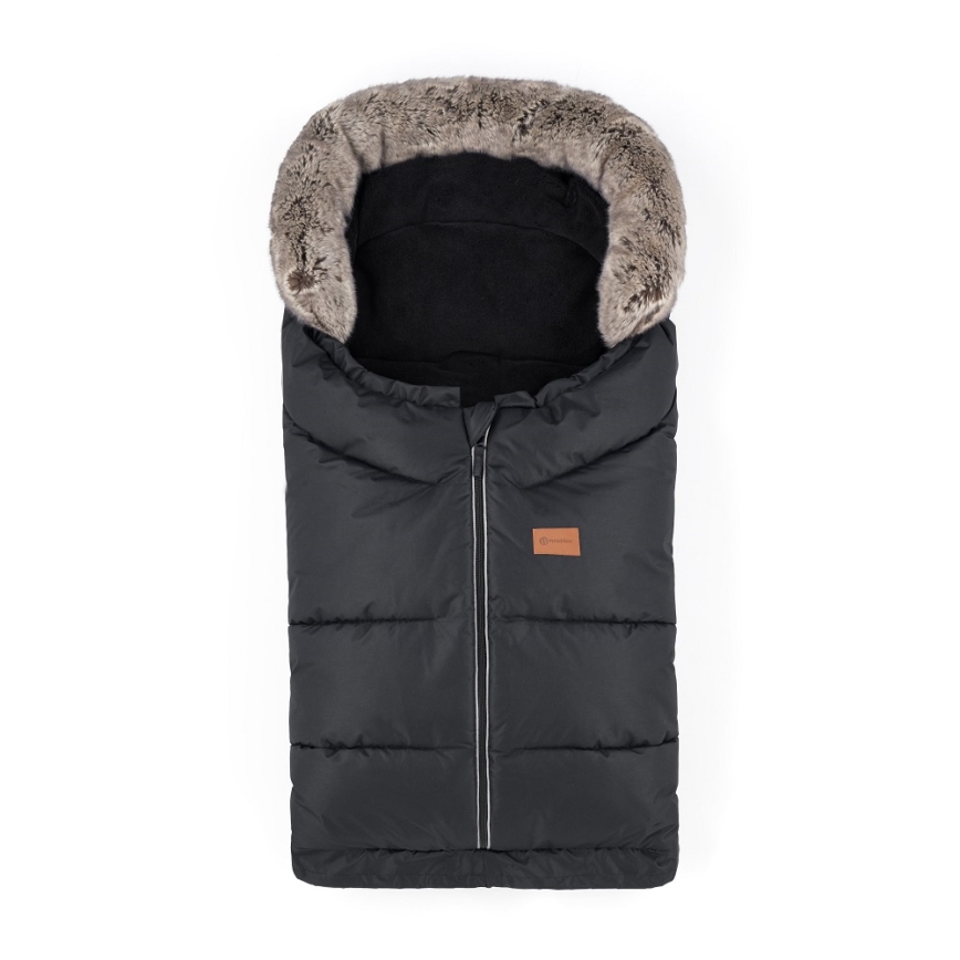 PETITE&MARS - SET Sac de dormit pentru copii 4în1 ARCTIC + mânuși pentru cărucior FURRY Forever Black