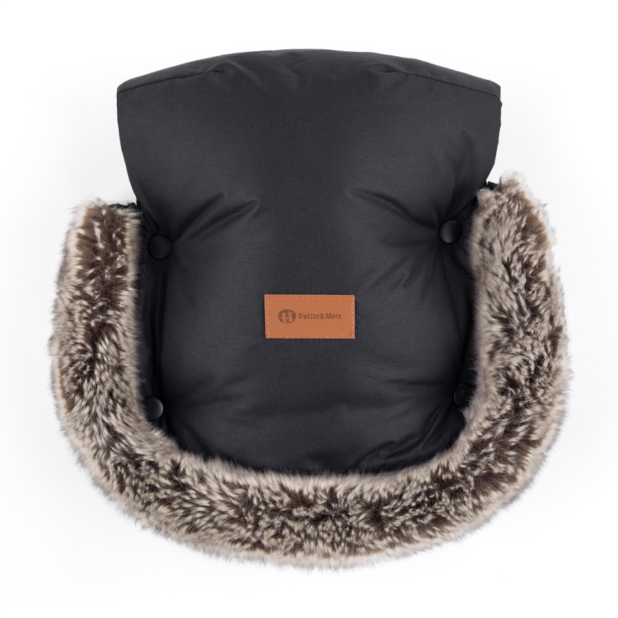 PETITE&MARS - SET Sac de dormit pentru copii 4în1 ARCTIC + mânuși pentru cărucior FURRY Forever Black