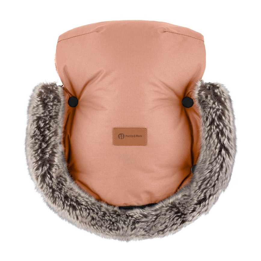 PETITE&MARS - SET Sac de dormit pentru copii 4în1 COMFY + mânuși pentru cărucior FURRY Pastel Peach