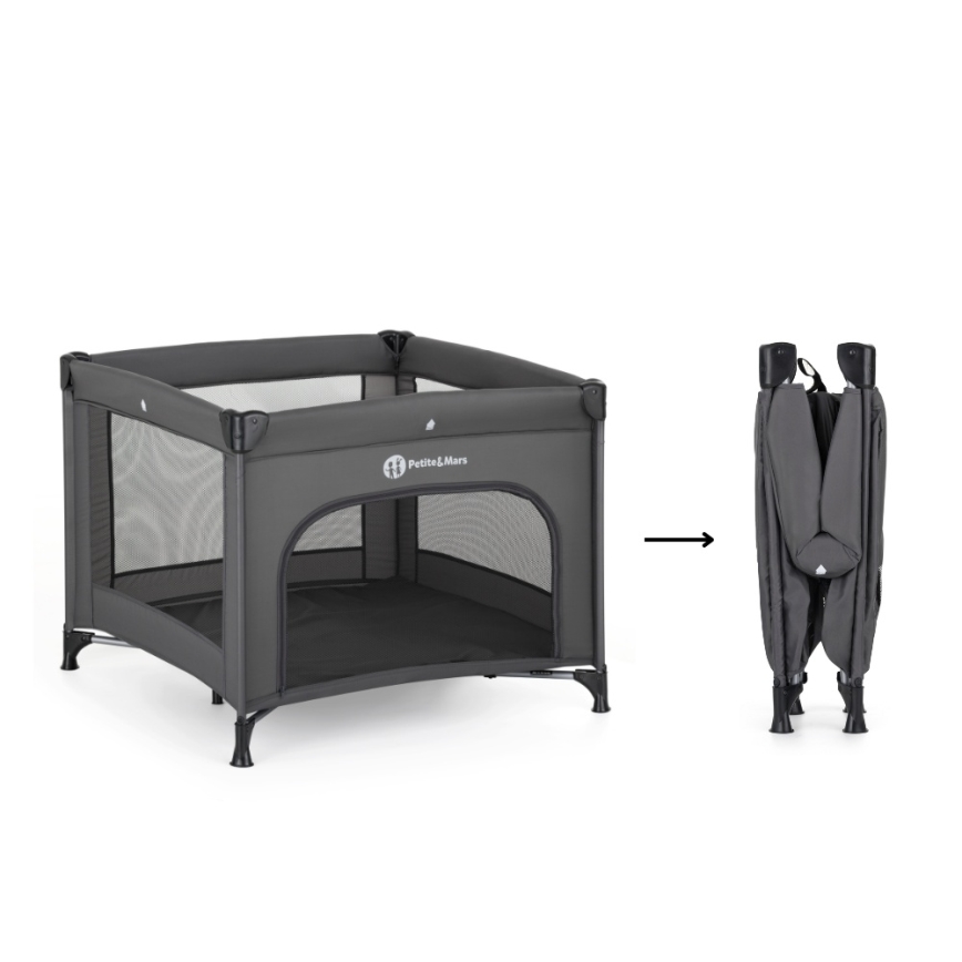 PETITE&MARS - Tarc pliant de călătorie pentru copii NOOK Urban Charcoal Grey