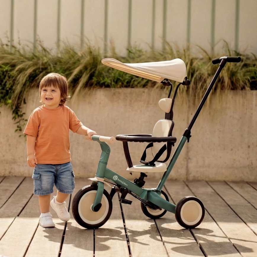 PETITE&MARS - Tricicletă multifuncțională 5 în 1 TURBO PLUS, Verde Misty