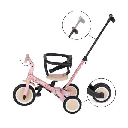 PETITE&MARS - Tricicletă pentru copii 5 în 1 TURBO LIMITED Rosy Wilderness