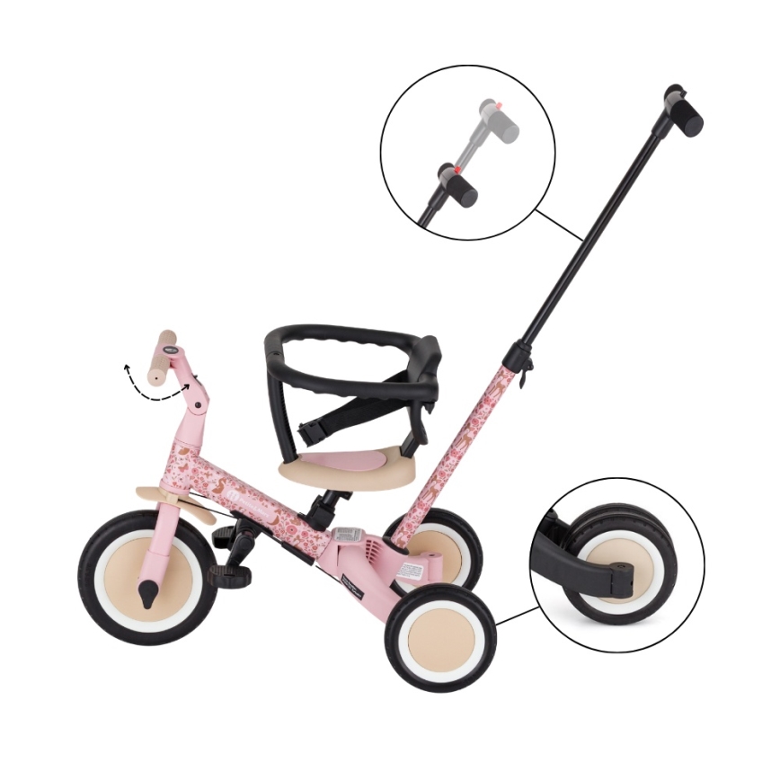 PETITE&MARS - Tricicletă pentru copii 5 în 1 TURBO LIMITED Rosy Wilderness