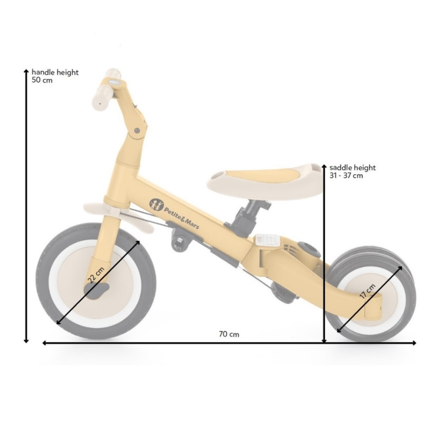 PETITE&MARS - Tricicletă pentru copii 5 în 1 TURBO PLUS, Nisip de deșert
