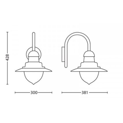 Philips 01652/06/PN - Aplică perete exterior MYGARDEN RAINDROP 1xE27/53W/230V IP44