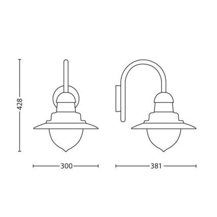 Philips 01652/52/PN - Aplică perete exterior MYGARDEN RAINDROP 1xE27/60W/230V IP44