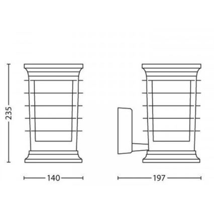 Philips 15280/54/PN - LED Aplică perete exterior MyGarden PATIO 1xE27/60W/230V IP44