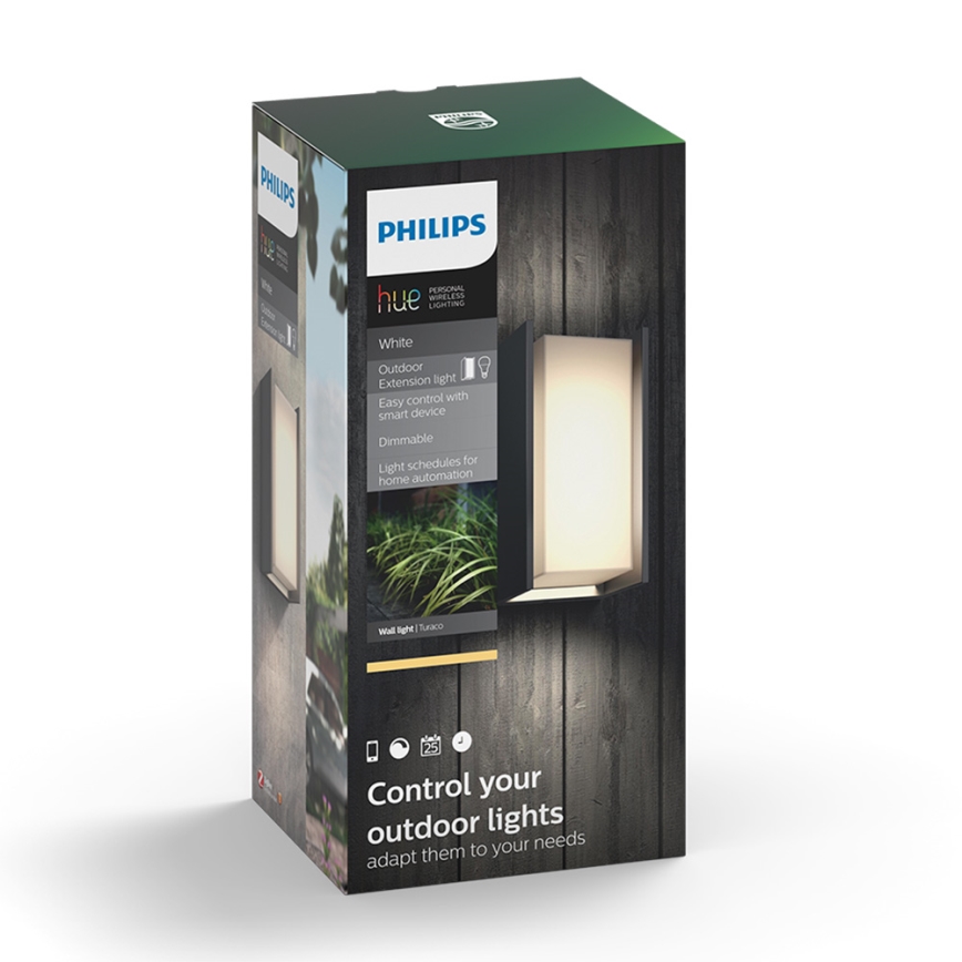 Philips 16472/93/P0 - LED Aplică perete exterior dimmabilă HUE TURACO 1xE27/9,5W/230V