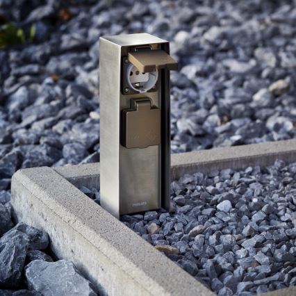 Philips 17108/47/16 - Stalp exterior cu prize MYGARDEN ROCK 230V