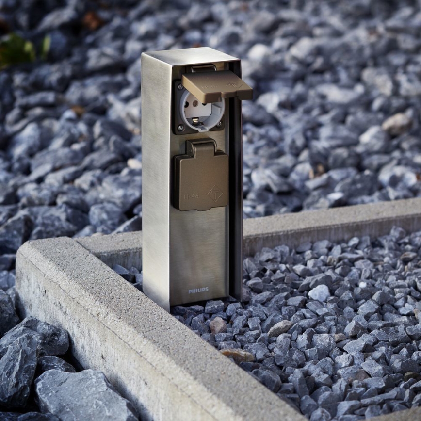Philips 17108/47/46 - Stalp exterior cu prize MYGARDEN ROCK 230V