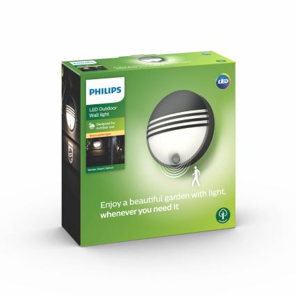 Philips - Aplică LED de exterior cu senzor, 6 W, 230 V, IP44