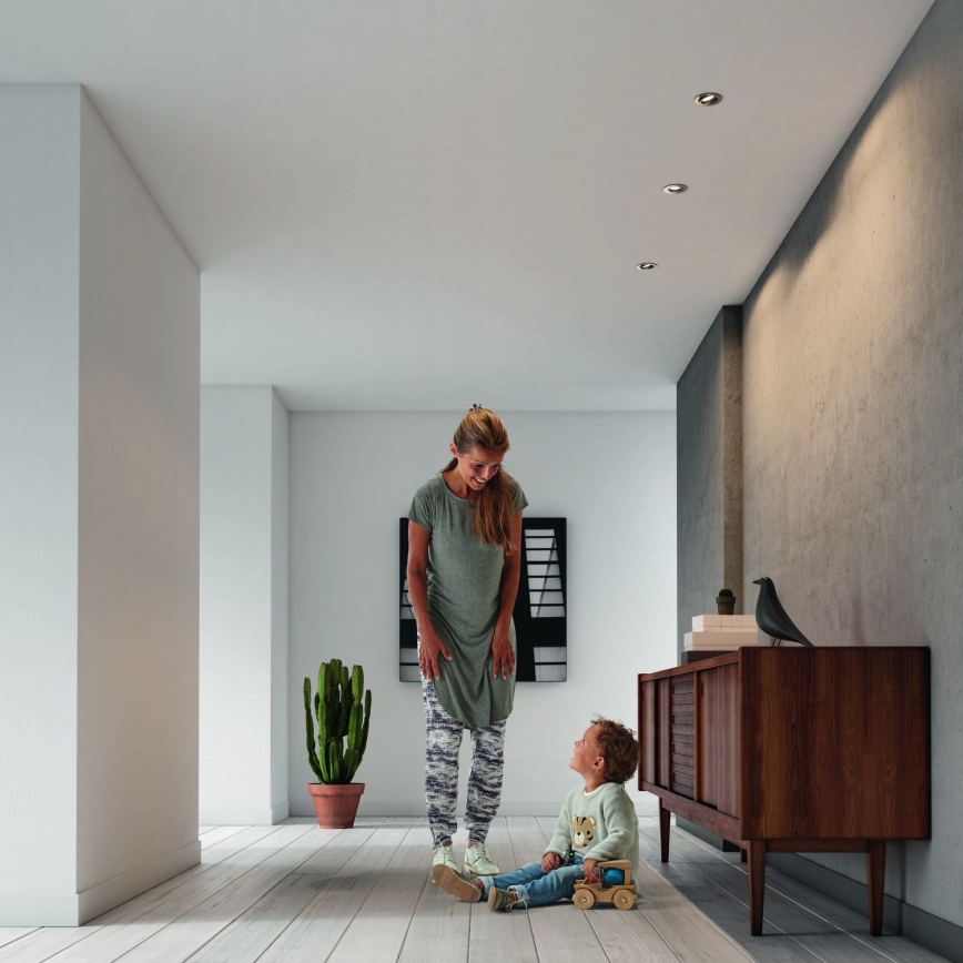 Philips - Set de 3 corpuri de iluminat încastrate LED RGBW, reglabile, 1xGU10/4,8W/230V, crom mat + telecomandă