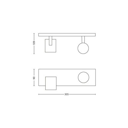 Philips 53092/48/16 - Lampa spot RUNNER 2xGU10/35W/230V