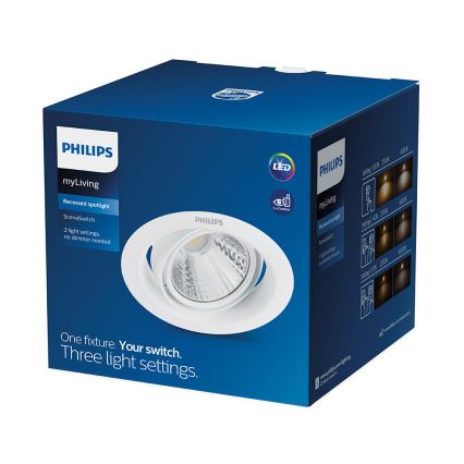Philips - Spot LED încastrat dimabil SCENE SWITCH, 5W, 230V, 4000K