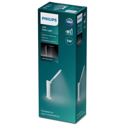 Philips - Lampă de birou LED cu touch reglabilă AMBER LED/5W/5V 1800 mAh albă