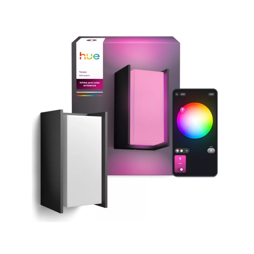 Philips - Aplică de perete LED dimabilă pentru exterior Hue TURACO White And Color Ambiance 1xE27/8,1W/230V 1000-20000K