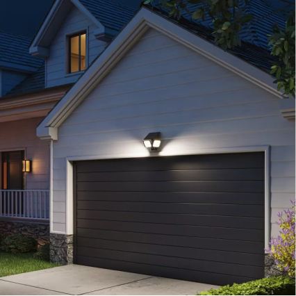 Philips - Aplică LED solară de perete cu senzor ZYREN, 24,5 W, 3,7 V, 2600 mAh, 5000 K, IP65, neagră