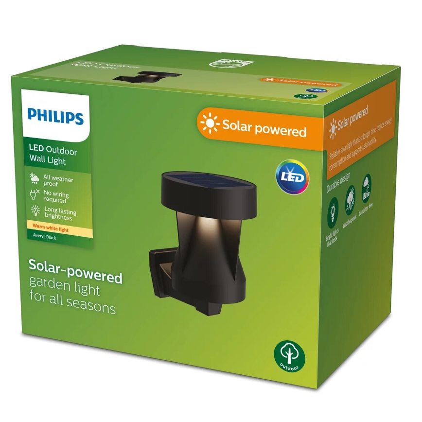 Philips - Lampă solară de perete LED AVERY LED/1,8W/3,7V 2600 mAh 2700K IP44