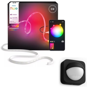 Philips - Bandă LED RGBW dimmabilă de exterior Hue FLUX 5m LED/30W/230V 2200-6500K IP67 + senzor de mișcare