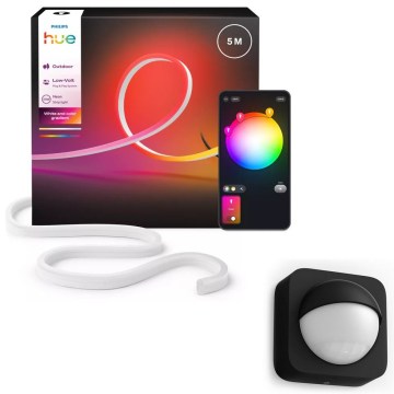 Philips - Bandă LED RGBW reglabilă pentru exterior Hue NEON 5m LED/30W/230V 2200-6500K IP67 + senzor de mișcare