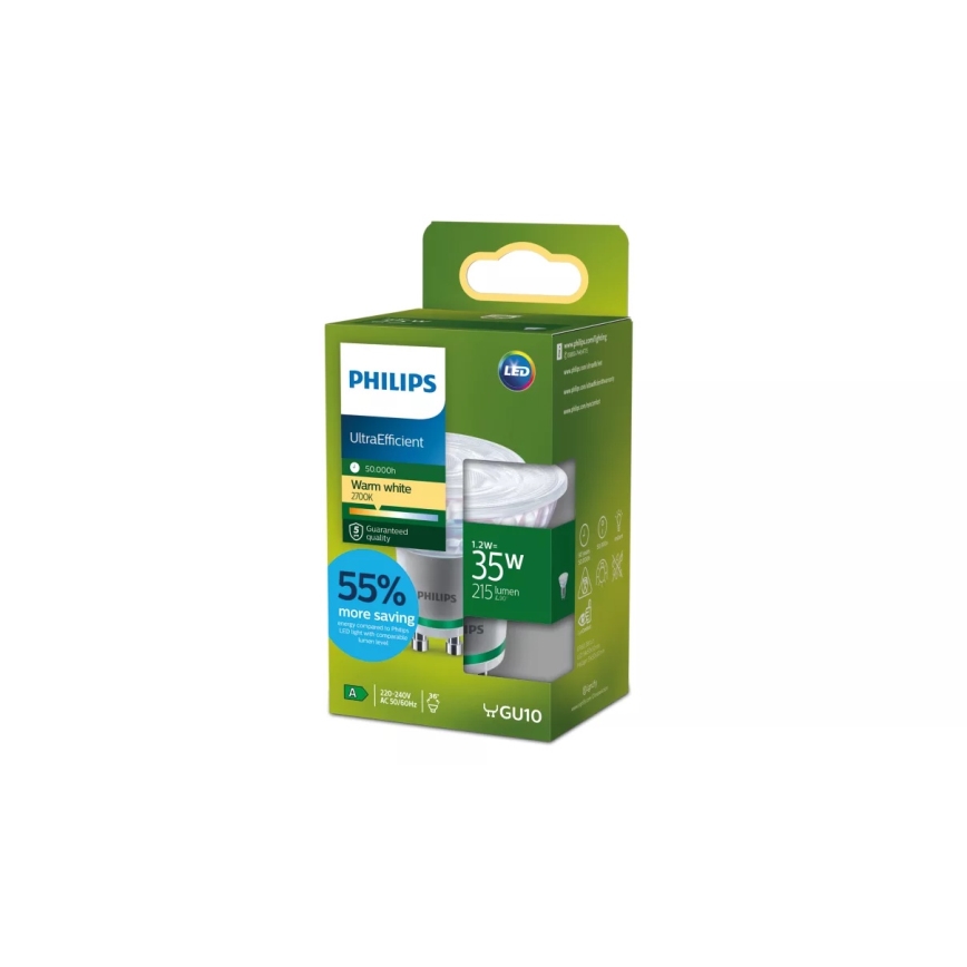 Philips Bec LED ULTRAEFFICIENT PAR16 GU10/1,2W/230V 2700K