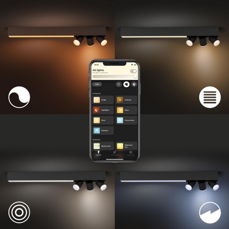 Philips - Spot LED RGBW reglabil, LED/25W/230V + 3xGU10/5,7W