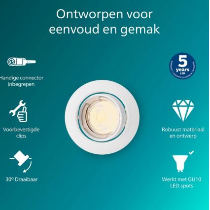 Philips - Corp de iluminat încastrat PERIDOT 1xGU10/7W/230V alb