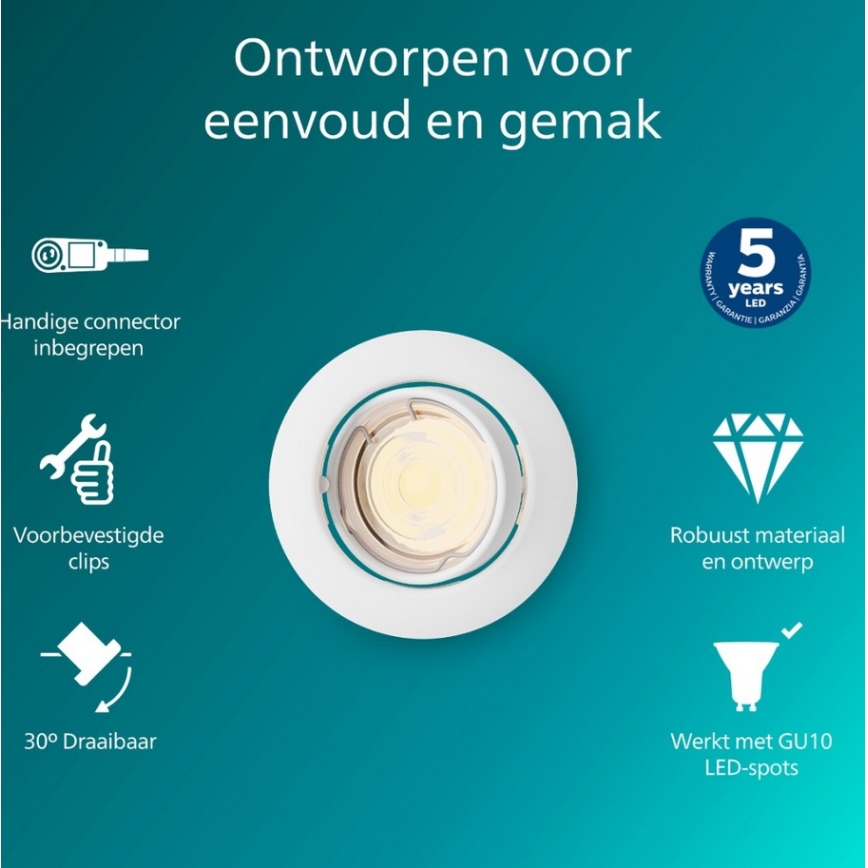 Philips - Corp de iluminat încastrat PERIDOT 1xGU10/7W/230V alb