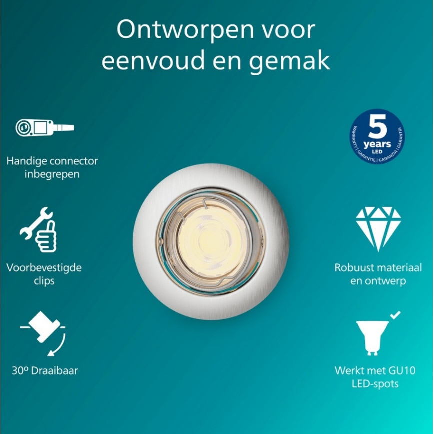 Philips - Corp de iluminat încastrat PERIDOT 1xGU10/7W/230V, argintiu