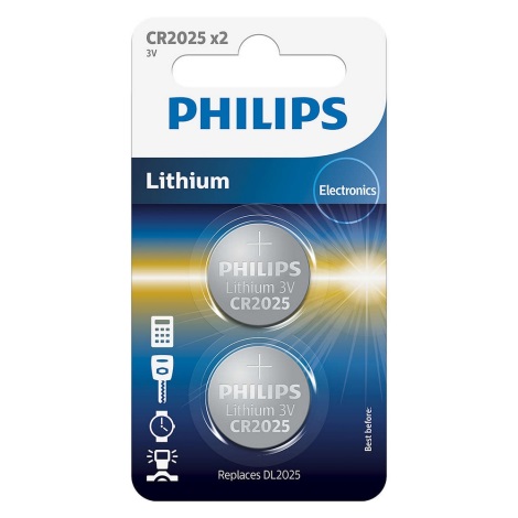 Philips CR2025P2/01B - 2 buc Baterie buton cu litiu CR2025 MINICELLS 3V