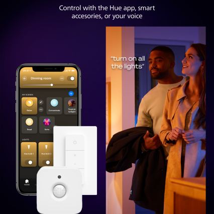 Philips Hue AURELLE - Plafonieră LED dimabilă, 19W/230V, 2200-6500K, 30x30 cm, negru