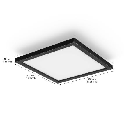 Philips Hue AURELLE - Plafonieră LED dimabilă, 19W/230V, 2200-6500K, 30x30 cm, negru