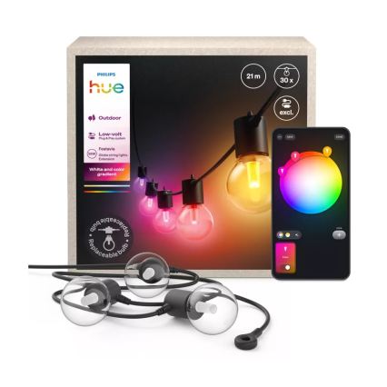 Philips Hue FESTAVIA ghirlandă LED RGBW extensibilă, dimabilă, 30 LED, 21 m, IP65