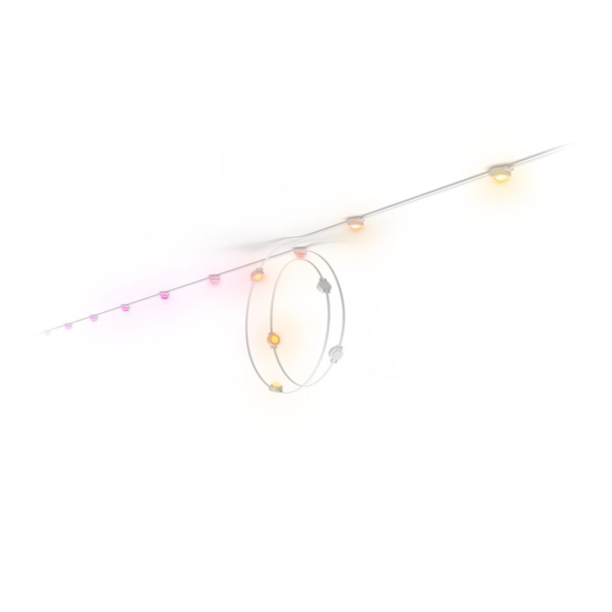 Philips - Hue FESTAVIA, ghirlandă luminoasă LED RGBW pentru exterior, extensibilă și reglabilă, 16 x LED, 9 m, 1000–20000 K, IP65