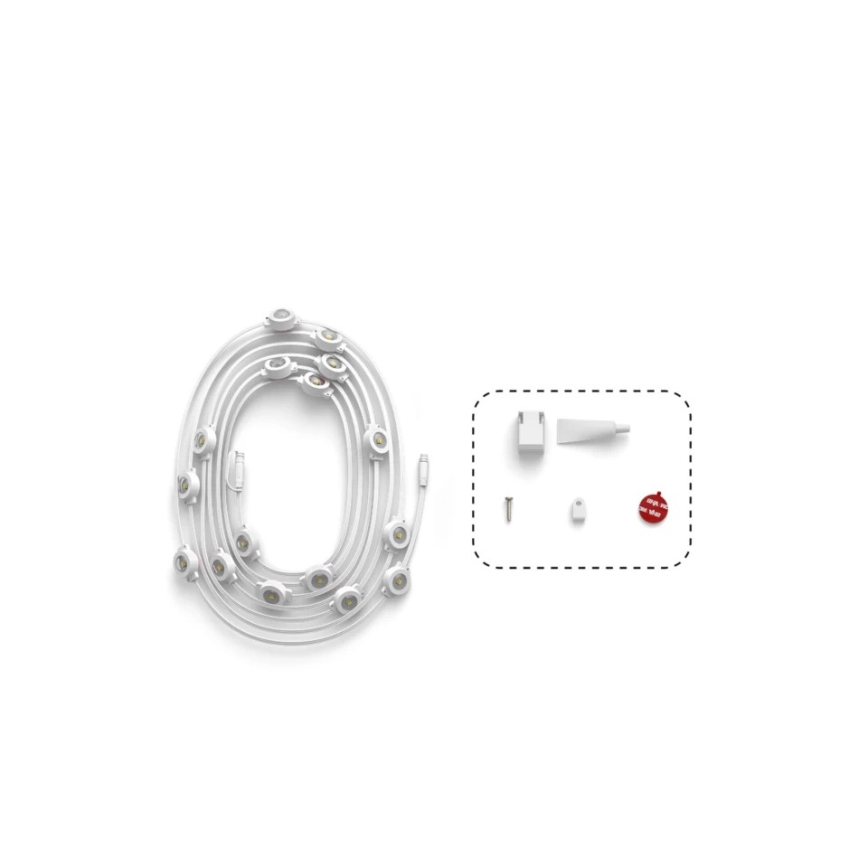 Philips - Hue FESTAVIA, ghirlandă luminoasă LED RGBW pentru exterior, extensibilă și reglabilă, 16 x LED, 9 m, 1000–20000 K, IP65