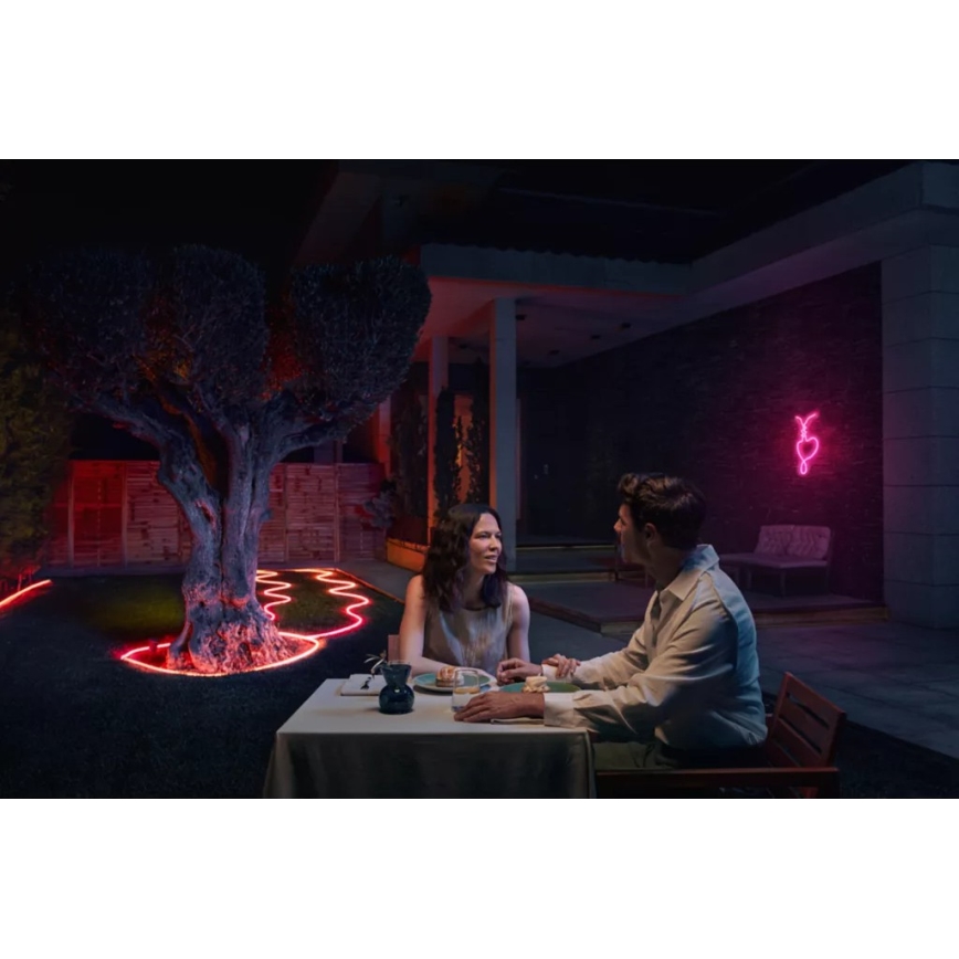 Philips Hue NEON - bandă LED RGBW reglabilă de exterior, 10 m, 30W, 230V, 2200-6500K, IP67